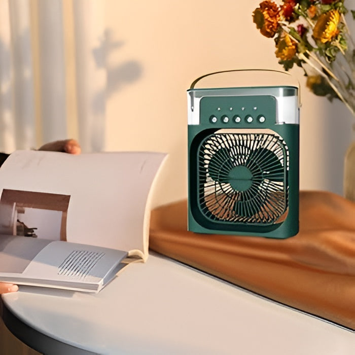 Mini Portable Evaporative Air Cooler | Water Mist Fan | 4-in-1 Cooling