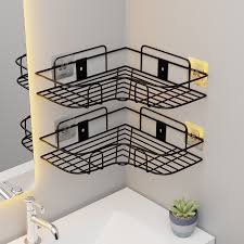 2 pis combo of the Self-Adhesive Metal Bathroom Corner Rack Storage Shelves Bathroom Shelf/Shelves Corner