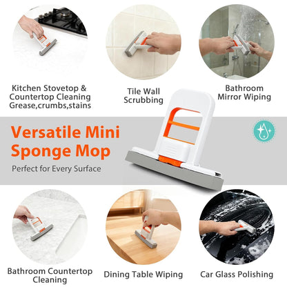 Mini Foldable Sponge Mop – Self-Squeeze Cleaning Tool for Kitchen, Bathroom & Glass (Portable & Reusable)